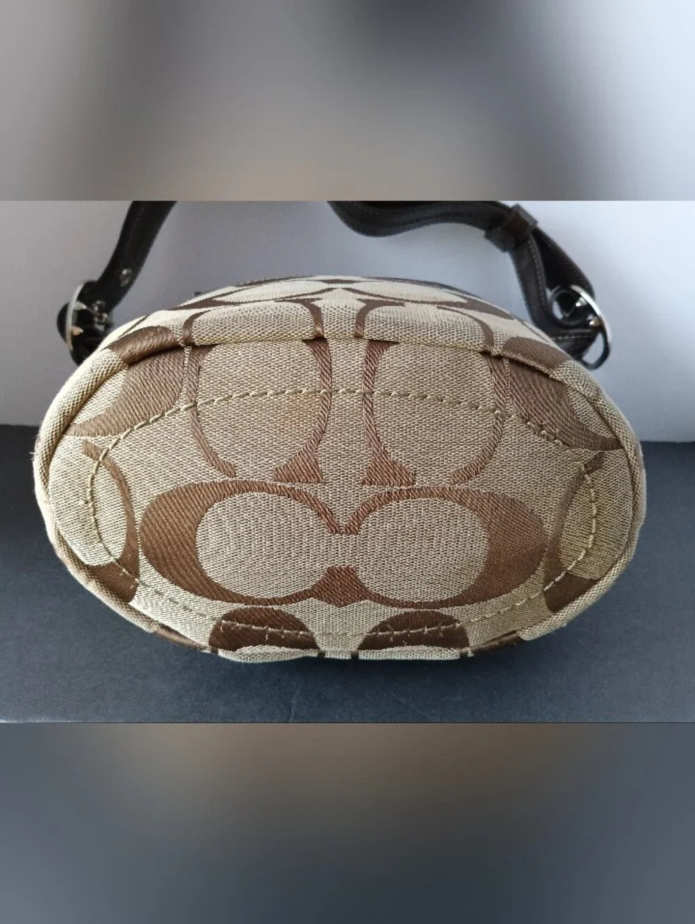 Coach Signature Brown Canvas & Leather Shoulder Bag